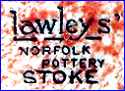 LAWLEYS, Ltd.  [several Potteries & Retailers]  [on NORFOLK POTTERY items]  (Staffordshire, UK)  - ca 1960s