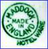 JOHN MADDOCK & SONS  [on HOTEL WARE - in various colors] (Staffordshire, UK) - ca 1950s - 1980s