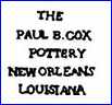 PAUL E. COX  (Art Pottery, New Orleans, LA, USA)  -  ca 1939 - 1946