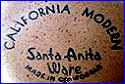 SANTA ANITA POTTERY  [CALIFORNIA MODERN line]  (Los Angeles, CA, USA) - ca 1940s - ca 1957