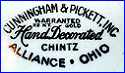 CUNNINGHAM & PICKETT  (Decorators for HOMER LAUGHLIN and others, Alliance, OH, USA)  - ca 1920s - 1950s