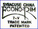 SYRACUSE CHINA CORP. [mostly on Hotelware & Railroad Chinaware]  (NY, USA) - ca 1950s - 1960s