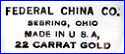 FEDERAL CHINA Co.  (Sebring, OH, USA)  - ca 1920s - 1950s