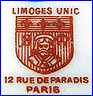 LIMOGES UNIC  -  12 Rue de Paradis  (Porcelain Decorating Workshop & Resellers, Paris, France)  - ca 1953 - 1980s
